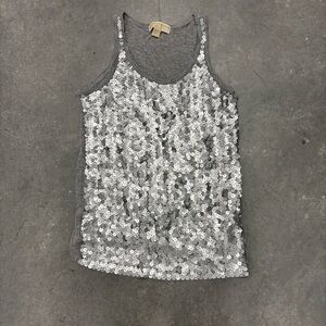 Y2K Michael Kors Silver Sequin Tank Top Blouse